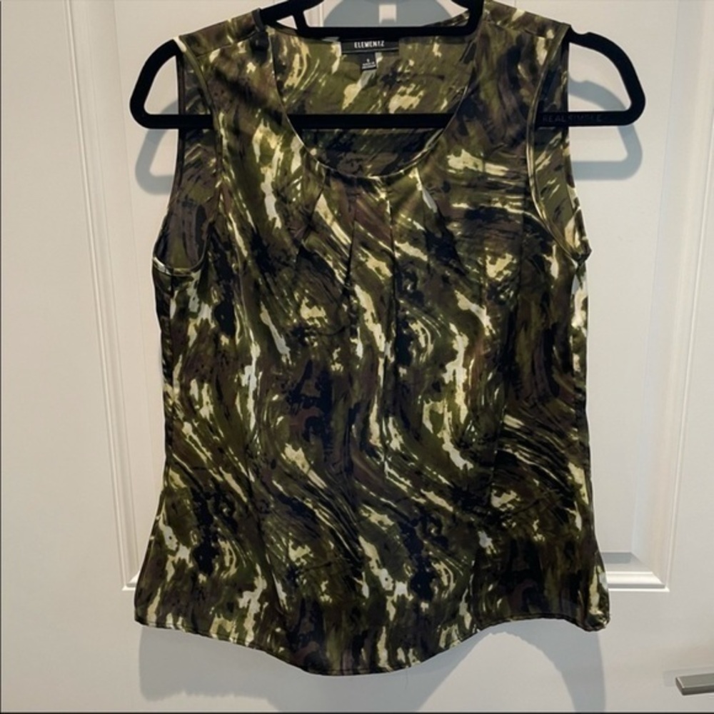 Elementz Green Print Sleeveless dressy Blouse